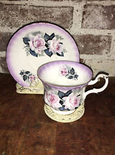 ROYAL ALBERT PINK & Lavender ￼CABBAGE ROSE TEA CUP & SAUCER SET picture