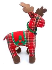 NWOT-Red Plaid Stuffed Christmas Deer Elk Hallmark Inspirations picture