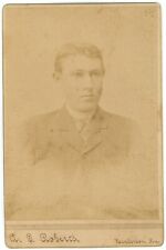 CIRCA 1880'S CABINET CARD Handsome Shy Looking Young Man Roberts Henderson, KY picture