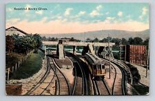 Moosic PA, Rocky Glen Amusement Park-Laurel Line Station, Vintage c1910 Postcard picture