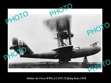 OLD 6x4 PHOTO ITALIAN AIR FORCE WWI AEROPLANE, CANT 21 FLYING BOAT c1918 picture