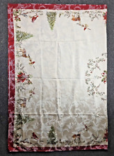 Vintage Christmas Tablecloth XL Deer Poinsettia Berries 56x84 Damask Holidays picture