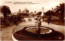 Fountain of Tritons in King Albert Gardens Nice France 1930s RPPC Unused Photo picture