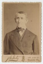 Antique Circa 1880s Cabinet Card Handsome Older Man With Bow Tie Reading, PA picture