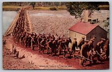 WW1 Osborne Lithograph Postcard: Canada Troops Off for War Military Innovation picture