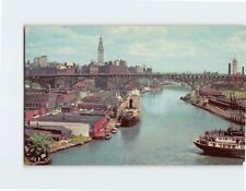 Postcard Entrance to Cuyahoga River Cleveland Ohio USA North America picture