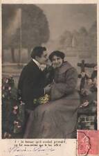 VINTAGE POSTCARD MAN AND WOMAN SEATED AND IN EMBRACE MAILED 1905 STAR CANCELS picture