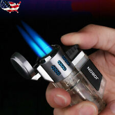 JOBON High-Capacity Triple Jet Torch Lighter for Pipe Cigar Cigarette Silver picture