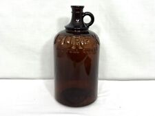 Vintage 1930s Purex 2 quart brown glass jug with finger loop, cork plug stopper picture