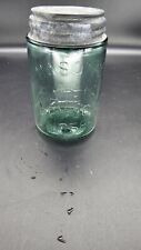 Antique Very Early  Green Mason Jar Pre 1900 picture