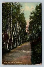 Deer Isle ME, Scenic Birch Tree Lined Lovers Lane, Maine c1910 Vintage Postcard picture