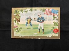 1909 Baseball Players Embossed American Flag Postcard picture