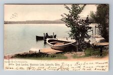 Lakeville CT-Connecticut, Boat Landing, Wononsco Lake, Vintage c1907 Postcard picture