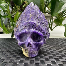 Natural charoife Indians skull Hand-Carved Quartz Crystal  Reiki Decor gift picture