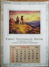 Stamford TX 1922 Advertising Calendar 12x17 Poster National Bank Native American picture