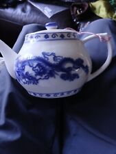 Blue Moon Chinese Teapot Ceramic White Blue Dragon picture