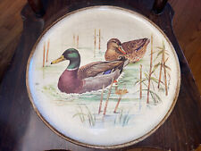 Vtg Decorative Wooden Plate Made In Italy Ducks Wood Duck Mallard Brentano’s EUC picture