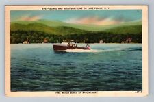 Lake Placid NY-New York, George & Bless Boat Line, c1940, Vintage Postcard picture