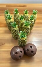 Vintage Amscan Pineapple Coconut Toy Bowling Set Blow Mold Summer Game picture