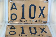 Matching Pair 1947 New Jersey License Plates Vtg picture