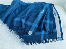 Vintage KLM Royal Dutch Airline Blue Striped Crew Cabin Blanket Throw 65 X 50 picture