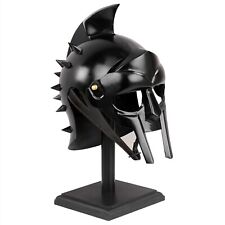 Great Mini Gladiator Maximus Black Helmet with Display Stand and Leather Strap picture