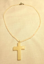 Vintage White Stone Cross Necklace picture