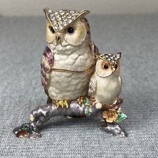 RUCINNI Trinket Box Owl & Baby Made With SWAROVSKI Crystals And Enameled Pewter picture
