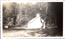Vintage Found Photo - 30s 40s - Cute Little White Church Below Woods Mountains picture