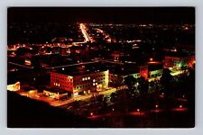 Fresno CA-California, Aerial View Fresno Night, Blackstone Ave, Vintage Postcard picture