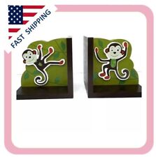 Monkey Bookends Jungle Theme Decoration Playful Monkeys Book End Wood picture
