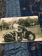 Made Copies of Cool Photo Man on Vintage Motorcycle Photo 4x6 Black And White. picture