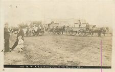 Postcard RPPC 1909 Oklahoma Boynton MWA Log rolling Street people OK24-1656 picture