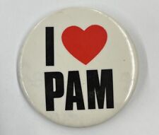 1980s 2 Inch “I Heart Pam” Pin Back Button Pin picture