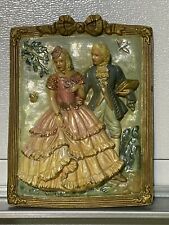 3D Chalkware Bas Relief Wall Hanging Art Victorian Couple Courting 8.5 x 11 picture