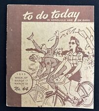 Vintage 1945 To Do Today Honolulu Oahu Hawaii Military Paper Guide Book #64 Hula picture