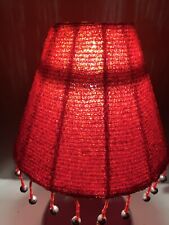 Ruby Red Glasslike  Beaded Small Lamp Shade W/ Beaded Fringe 5”x5” picture