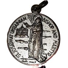 Vtg ITALY ST JOSAPHAT UKRAINIAN CATHOLIC Holy Medal Pendant ALTAR BOY EvezBeadz picture