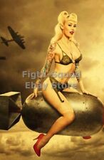 WW2 Picture Photo beautiful woman sitting on air bombs 5905 picture