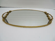  Vintage Decorated Ornate Brass Rectangle/Oval Vanity Dresser Mirror picture