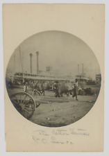 Vintage Early Kodak Vernacular Photograph Cotton Boats at Levee Dock New Orleans picture