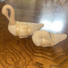 Pair Antique/Vintage Swan of Cork Husk, Hand crafted of  Straw and wood picture