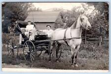 1913 RPPC EARLVILLE ILLINOIS POSTMARK WILLIAM HEFFNER & GIRL HORSE CARRIAGE DOG picture