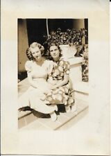 Two Ladies Photograph Sitting Porch Vintage Fashion 1930s 2 1/2 x 3 1/2 picture