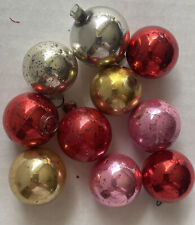 10 Small Vintage Mercury Glass Christmas Ornaments Feather Tree Ball picture