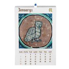 Owls Wall Calendar 2024 Funny Medieval Owl Paintings Calendar 2024 30x21cm picture