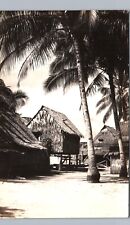 MORO VILLAGE philippine islands real photo postcard rppc native tribe huts homes picture