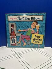 Vintage Pabst Blue Ribbon Beer Advertising Tin Sign Old Time Flavor Man Piano picture