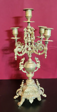 Vintage Italian Brevettato Brass 5 Arm Candelabra 16.5”, DAMAGED FOR PARTS ONLY. picture
