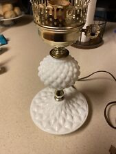 Vintage White Milk Glass Hobnail Table Lamp, Quilted Look. Works picture